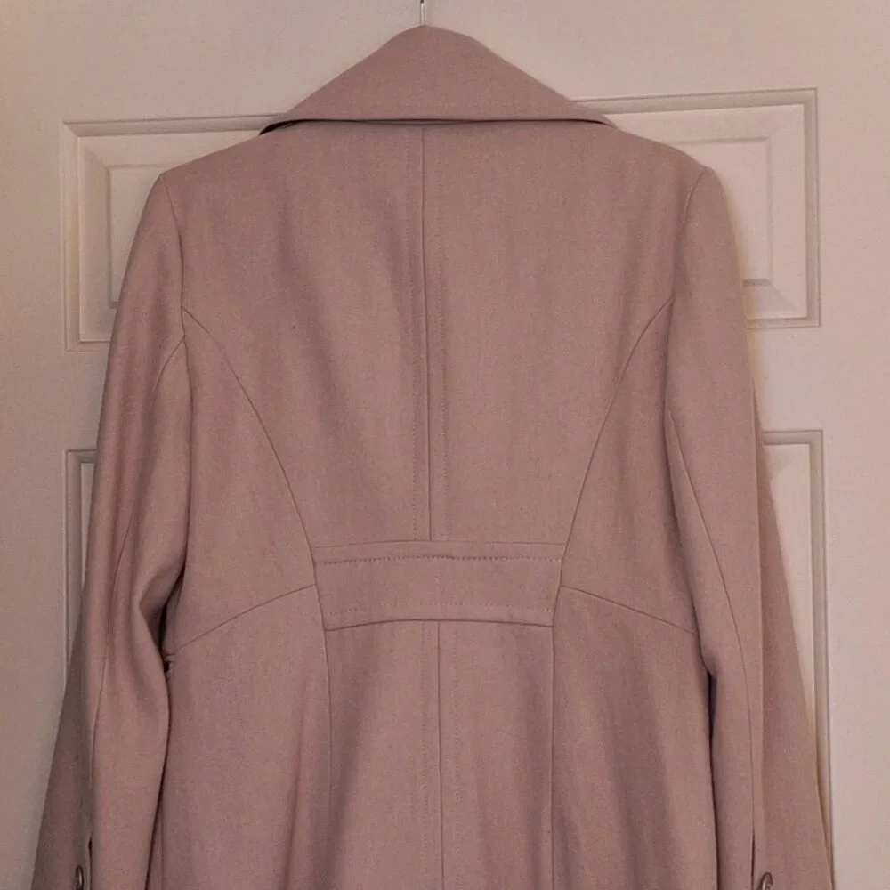 Kenneth Cole New York beige wool double breasted pea coat size 10
